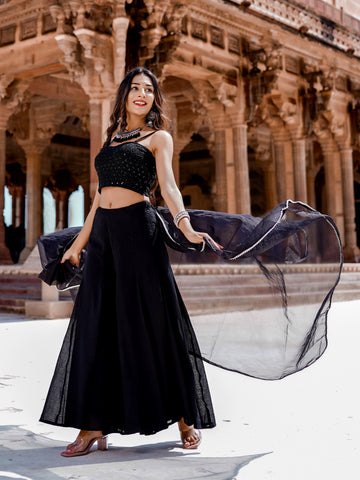 Bold & Beautiful Crop Top Palazzo Dupatta Set